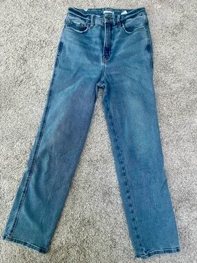 Good American Light Wash Straight Leg Distressed Jeans